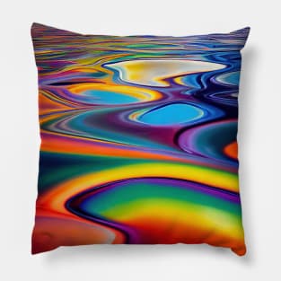 Liquid Colors Flowing Infinitely - Heavy Texture Swirling Thick Wet Paint - Abstract Inspirational Rainbow Drips Pillow