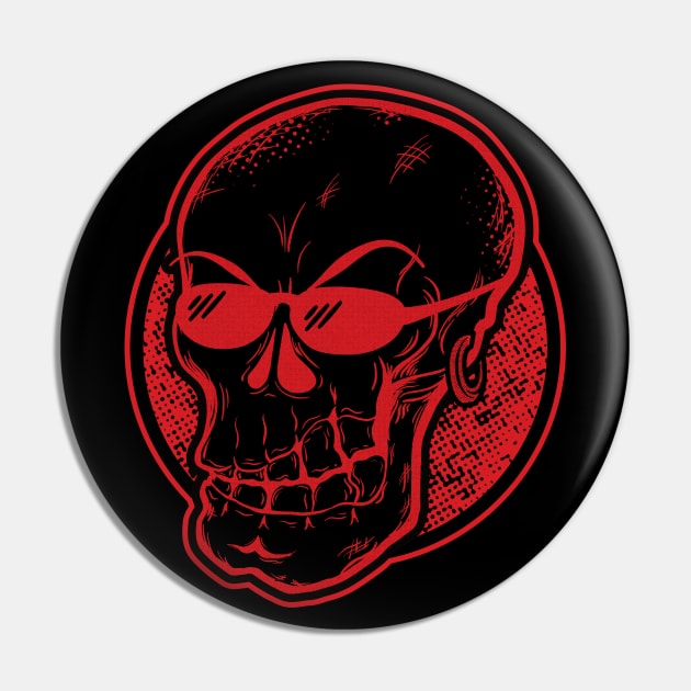 Cool skull with sunglasses (black & red) Pin by dkdesigns27