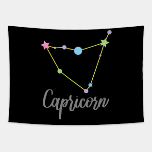 Capricorn Zodiac in Pastels - Black Tapestry