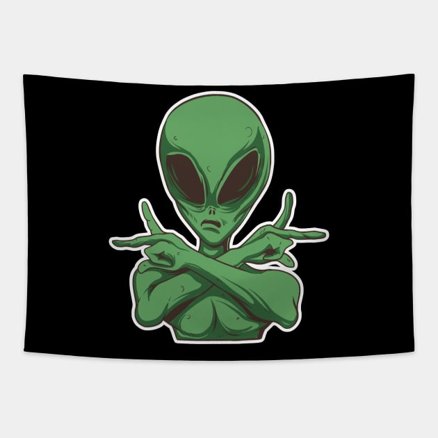 Alien -I have come in peace Tapestry by Frispa