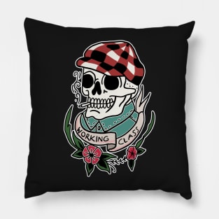 Tattoo Art Smoking Skull Working Class handdrawn Pillow