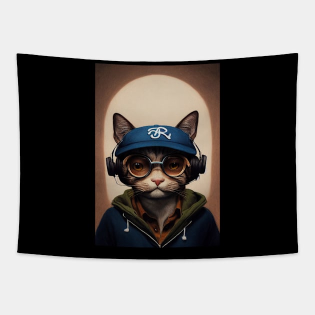 Cat hipster Tapestry by Durro