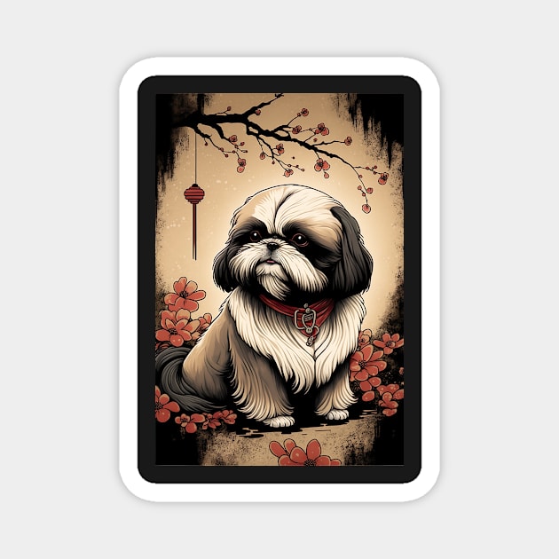 Super Cute Shih Tzu Portrait - Japanese style Magnet by KoolArtDistrict