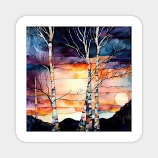 Birch Tree Serape Sunset Magnet