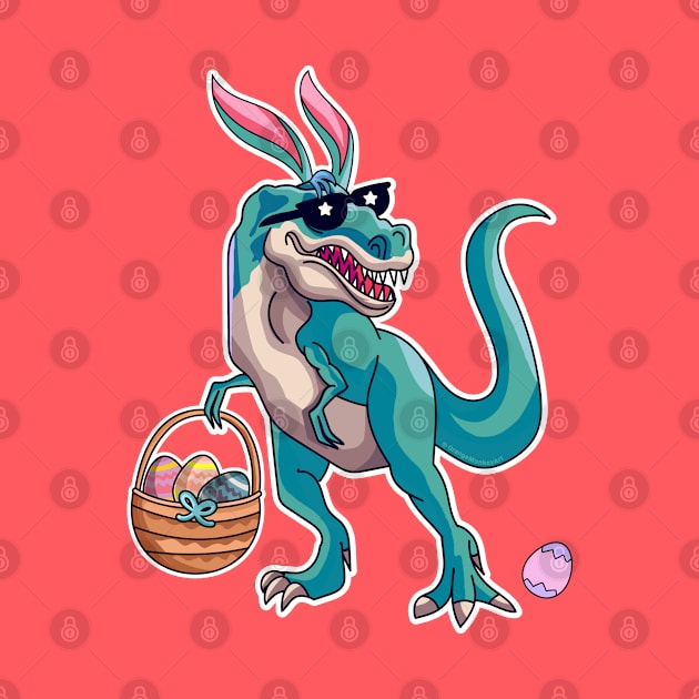 T Rex Easter Bunny With Eggs Basket Funny Dinosaur Boys Kids by OrangeMonkeyArt