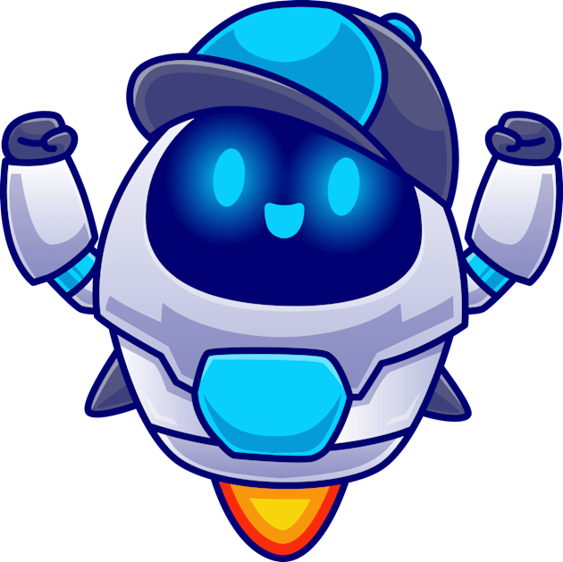 Cute Robot Wearing Hat Flying Cartoon Kids T-Shirt by Catalyst Labs