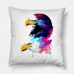 Eagle Wild Nature Animal Colors Paint Pillow