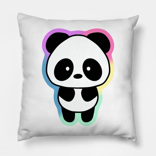 Cute Giant Panda with Rainbow Outline Pillow by 1000 Pandas