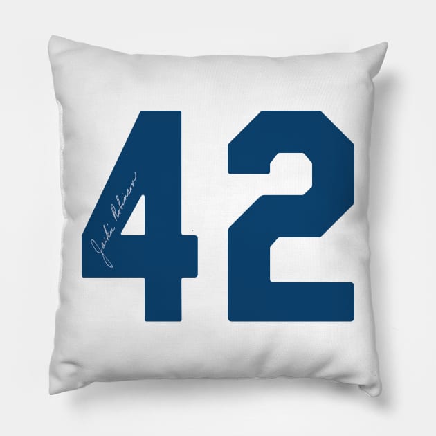 Jackie Robinson 42 Pillow by RedTwentyEight