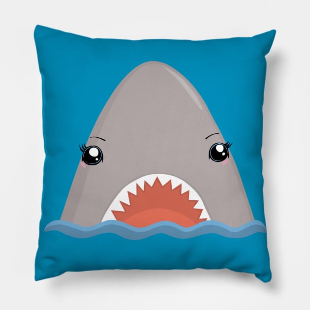 Cute Kawaii Shark Pillow by valentinahramov