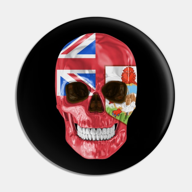 Bermuda Flag Skull - Gift for Bermudian With Roots From Bermuda Pin by Country Flags