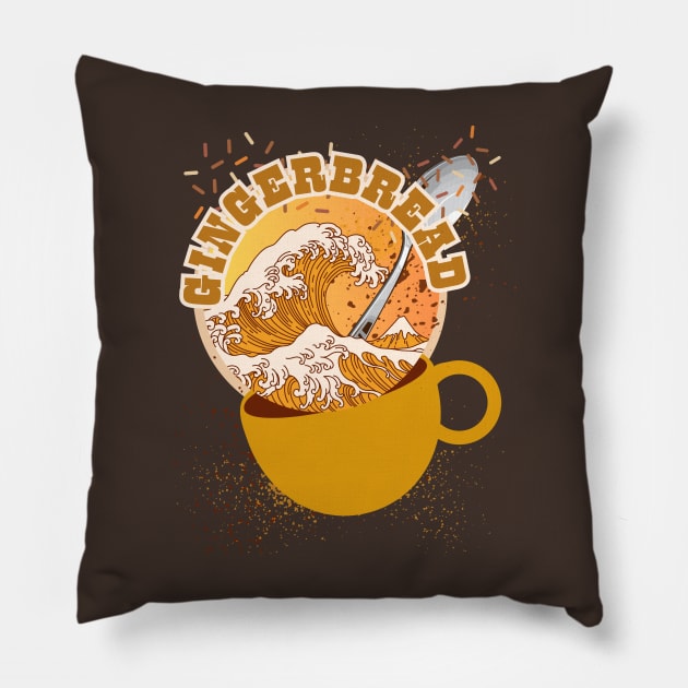 Gingerbread Spice. Spoon Overboard and Great Wave of Holiday Coffee Style Pillow by SwagOMart