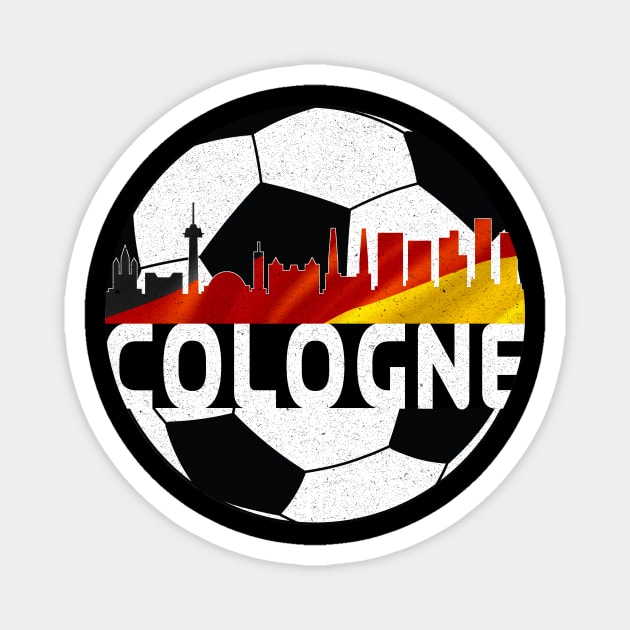 Cologne Germany Euro 2024 football—White text Magnet by Rocky Ro Designs