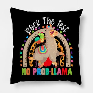 Rock The Test Don't Stress Just Do Your Best Llama Rainbow Pillow