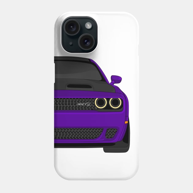 DODGE HELLCAT FRONT  PURPLE Phone Case by VENZ0LIC