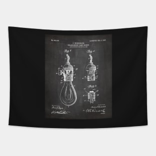 Light Bulb Patent - Designer Industrial Design Art - Black Chalkboard Tapestry