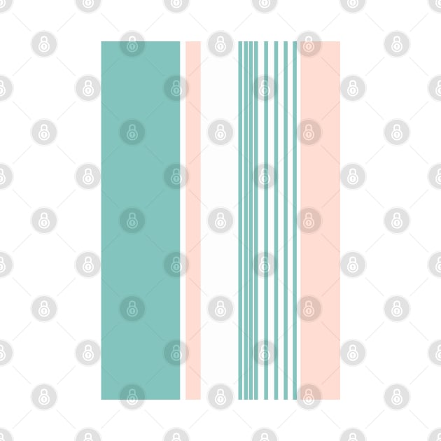 Color Block Stripes Teal and Peach by tramasdesign