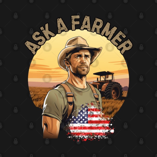 Ask a Farmer, village life, american farm, american flag, gift present ideas by Pattyld