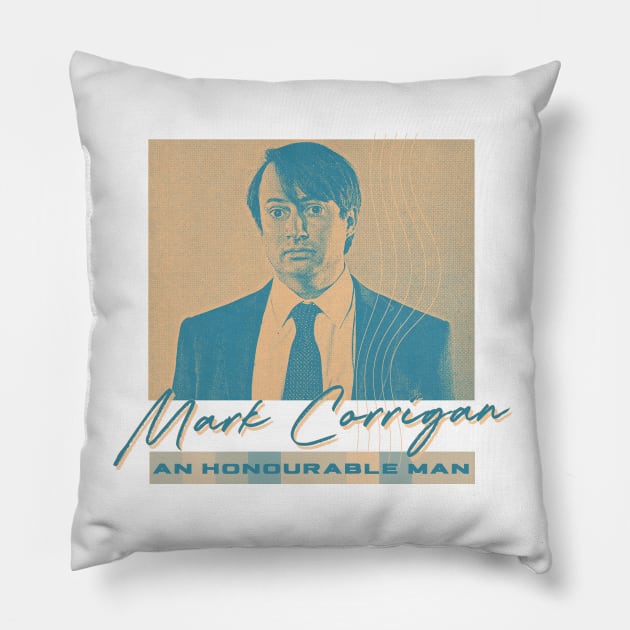 Mark Corrigan // Duotone Aesthetic Fan Art Design Pillow by unknown_pleasures