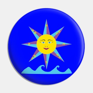 Wind rose with the sun and the sea Pin