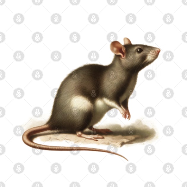 Vintage Biology Lithograph of Rat by VEKULI