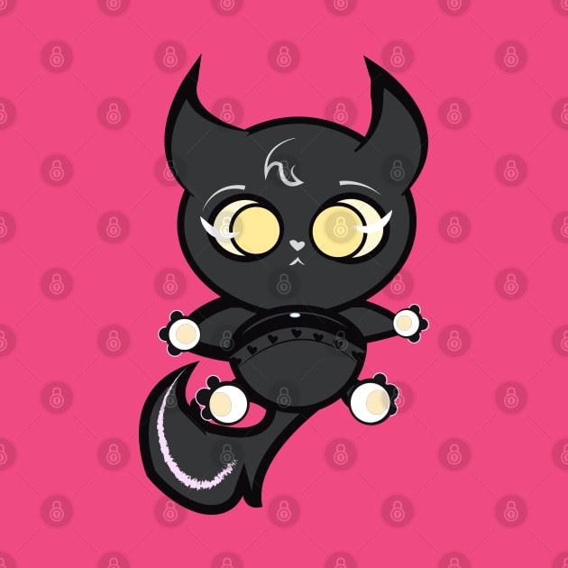 Cute black kitten Baby Maxwell anime style by ZOOLAB