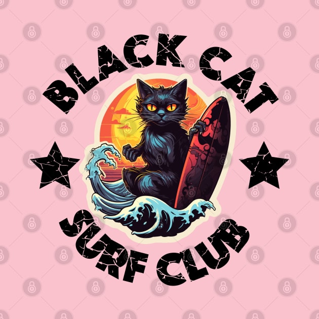 Black Cat Surf Club (Black Lettering) by VelvetRoom