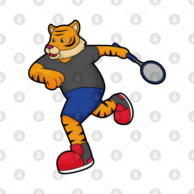 Tiger as Tennis player with Tennis racket by Markus Schnabel