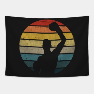 Boxing Boxer Silhouette On A Distressed Retro Sunset graphic Tapestry