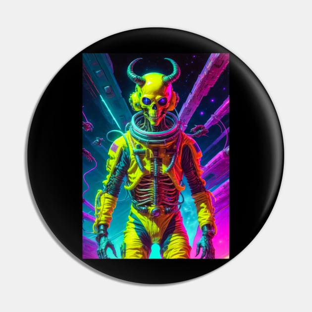 Vaporwave Skull Design Pin by DeathAnarchy