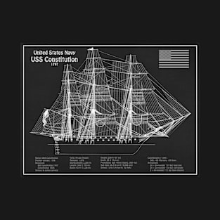 USS Constitution frigate blueprint plan - PD T-Shirt