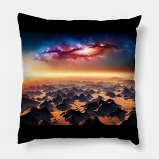 Pink Galaxy over Desert Sunrise Pillow