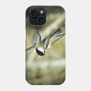 Vintage style photograph of a chickadee Phone Case