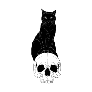 Halloween Design - Cat with Skull T-Shirt