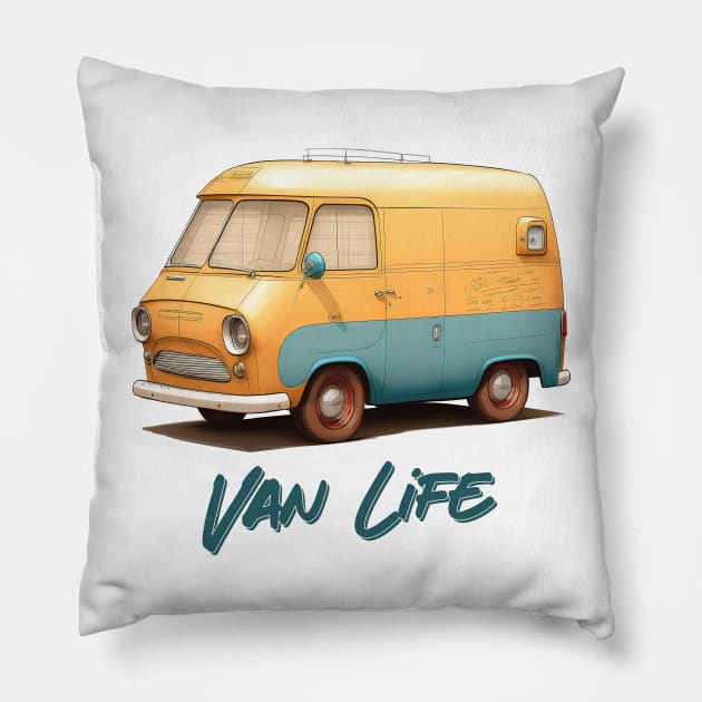 Van Life  / Faded Thrift Style Retro Design Pillow by DankFutura