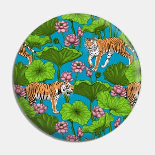 Tigers in the pink lotus pond Pin