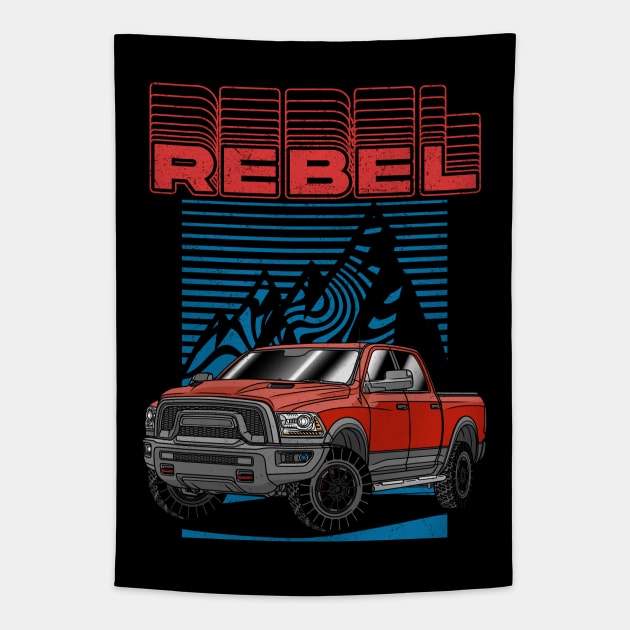 American Pickup Truck RAM 1500 Rebel Tapestry by Guyvit