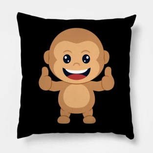 cute monkey giving thumb up Pillow