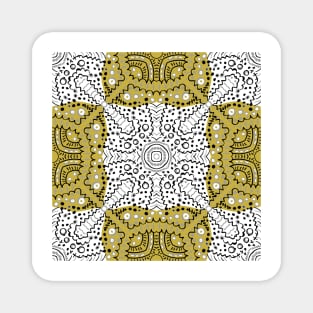 Gold abstract seamless kaleidoscope pattern — white and black background Magnet