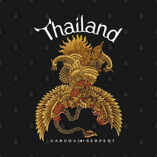 Garuda and Serpent Thai Art Design by KewaleeTee