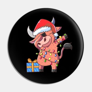 Dabbing Ox Christmas Pin