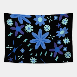 Floral pattern with leaves and flowers doodling style Tapestry