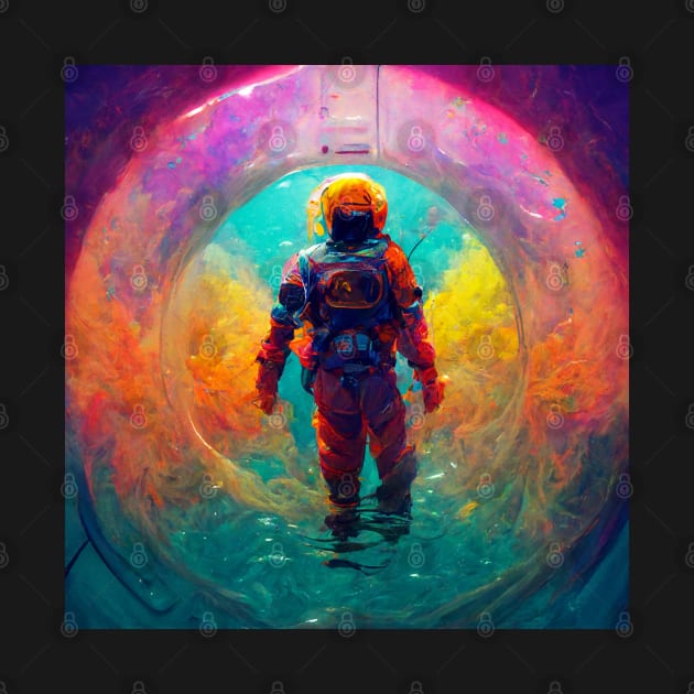 astronaut in a galaxy pool by S-Log