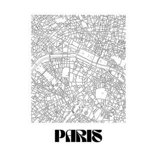 Retro Map of Paris, France Minimalist Line Drawing T-Shirt