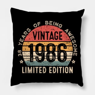 38 Year Old Gifts Vintage 1986 Limited Edition 38th Birthday Pillow