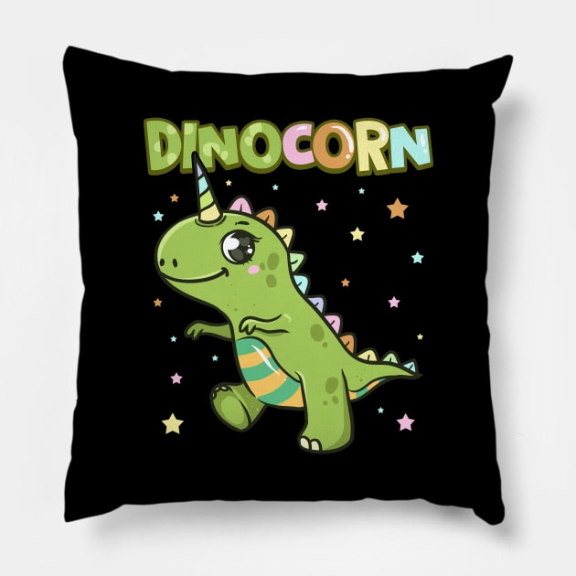 Cute Dinocorn Dinosaur & Unicorn Unisaur Pillow by theperfectpresents