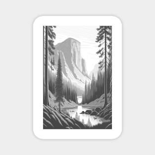Serene Yosemite monochrome Magnet
