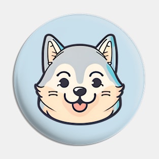 Happy Cartoon Husky Pin