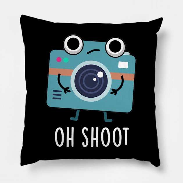 Oh Shoot Cute Photographer Camera Pun Pillow by punnybone