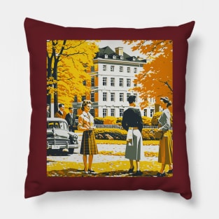 Mid-Century Campus in Autumn Pillow